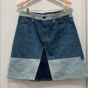 proenza schouler denim patchwork skirt 28